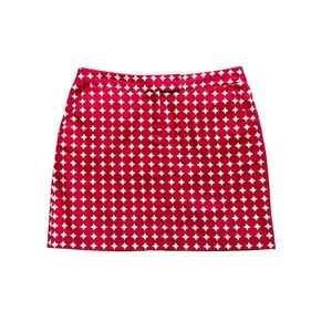 Larry Levine- Magenta, Circle Print, Classic Stretch Mini Skirt, Size 10